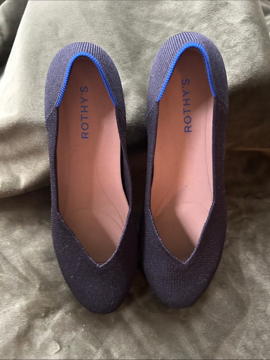 Rothy's Shoes - Rothy's black  Knit V‑Neck Flats with Blue Trim